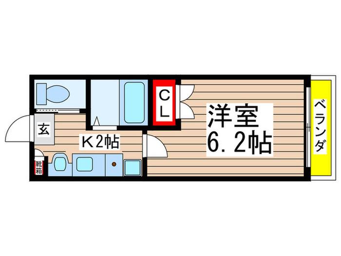ゴールデンハウス(1K/2階)の間取り写真
