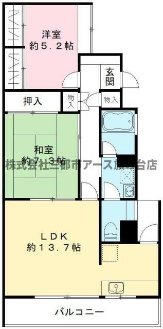 フォレスト上野毛(2LDK/1階)の間取り写真