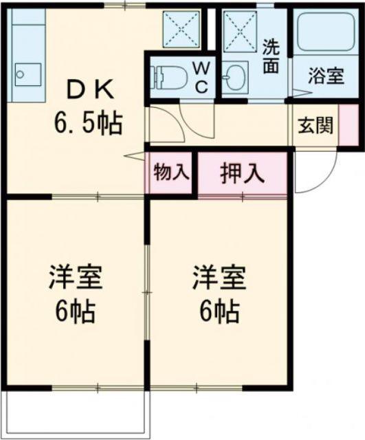 ルミエルB(2DK/2階)の間取り写真