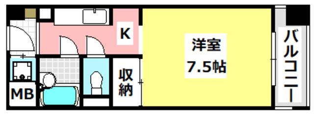 エムズコート(ワンルーム/2階)の間取り写真