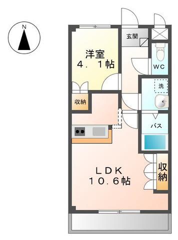 ルミネス土井(1LDK/2階)の間取り写真