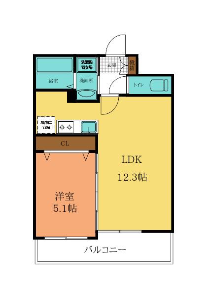 THE SQUARE・SUITE RESIDENCE(1LDK/5階)の間取り写真