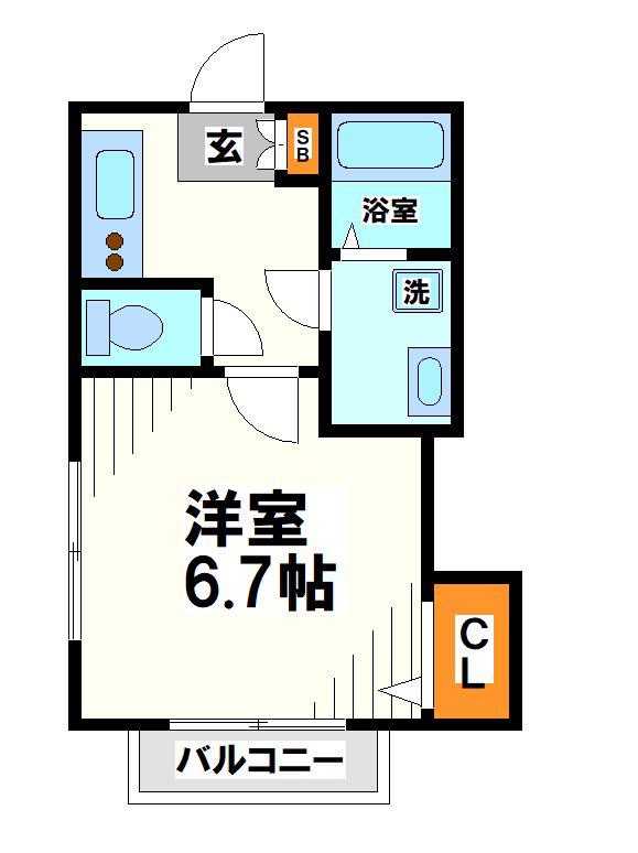 アピーズS(1K/2階)の間取り写真