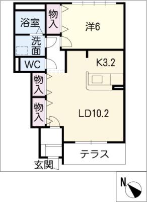 エル・シャトーE(1LDK/1階)の間取り写真