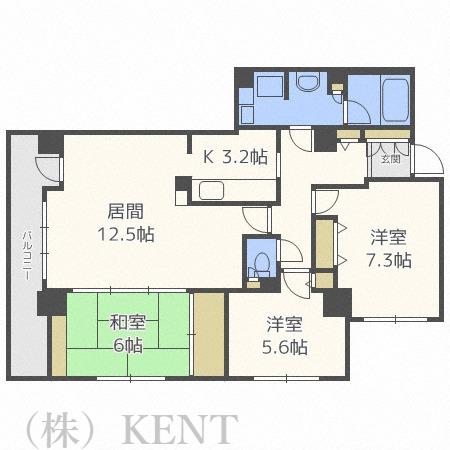 パークハイム宮の森三条(3LDK/3階)の間取り写真