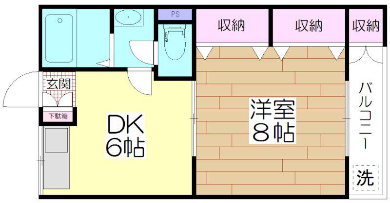 小林ビル(1DK/4階)の間取り写真
