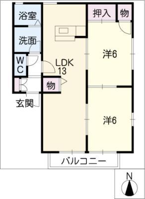 ゴユーウエストAB(2LDK/2階)の間取り写真