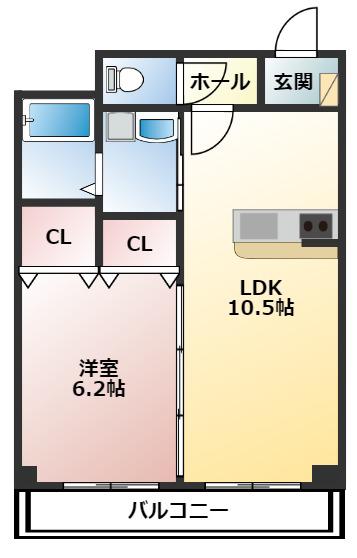 ヒルズY・K(1LDK/1階)の間取り写真