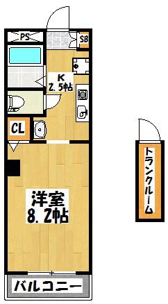 井上マンション(1K/6階)の間取り写真