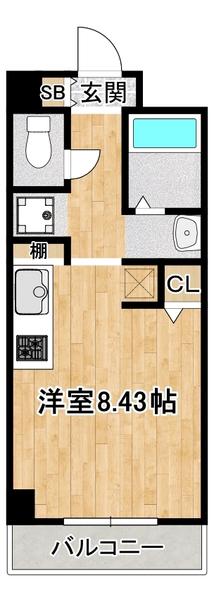 セレブコート新北野(ワンルーム/5階)の間取り写真