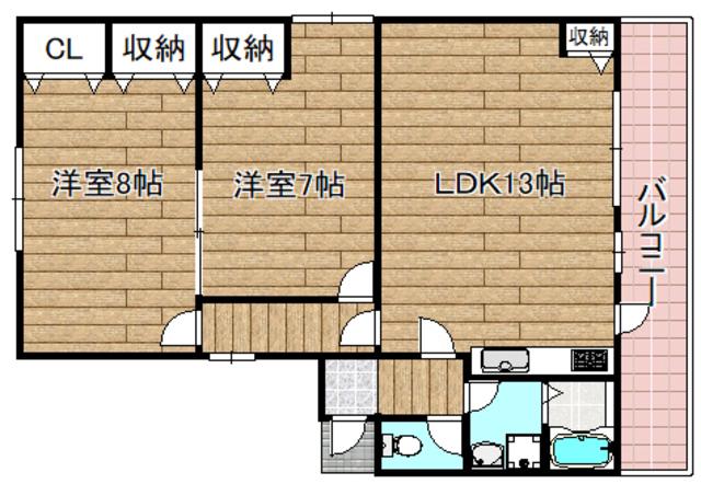 サニーサイドベテル(2LDK/3階)の間取り写真
