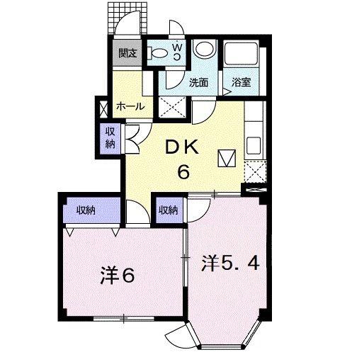 サンライト三屋B棟(2DK/1階)の間取り写真