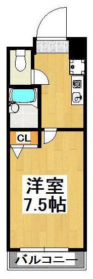 UMIBE BLD(1K/6階)の間取り写真