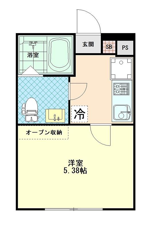 ブルーム立川(1K/2階)の間取り写真