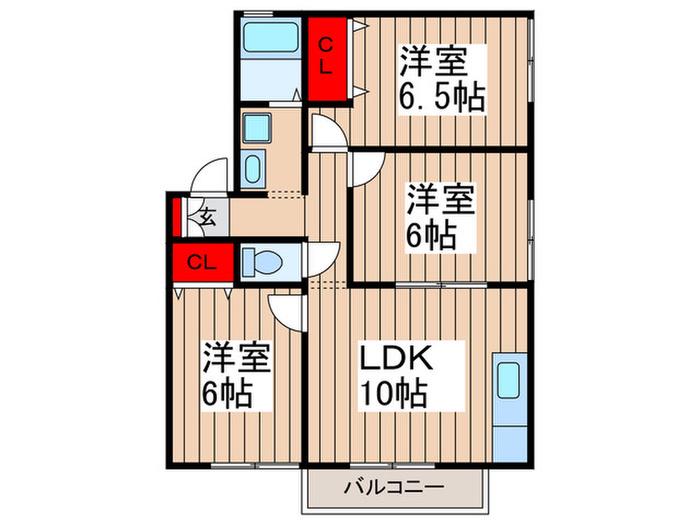 サニーヒル南町(3LDK/2階)の間取り写真