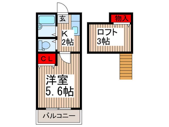 レッツホームズ(1K/2階)の間取り写真