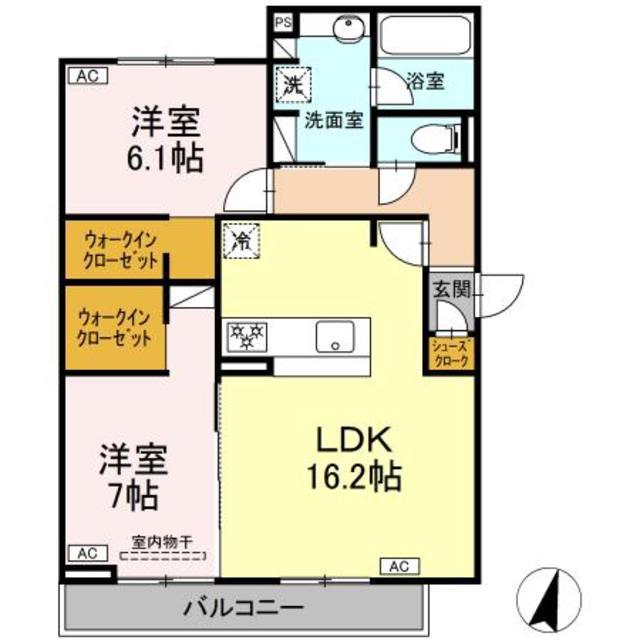 SUN GRACE(2LDK/3階)の間取り写真