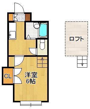 アルシュ則松B棟(1K/2階)の間取り写真