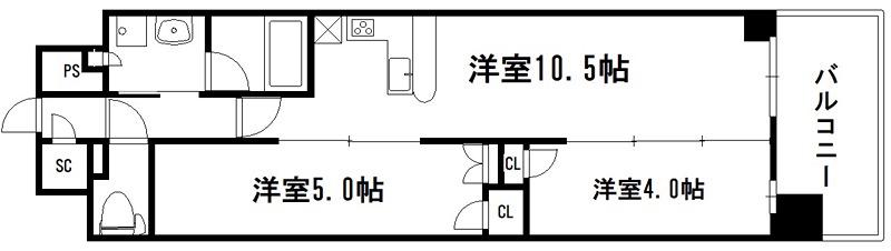 ユニハイム京都七条通(2LDK/2階)の間取り写真
