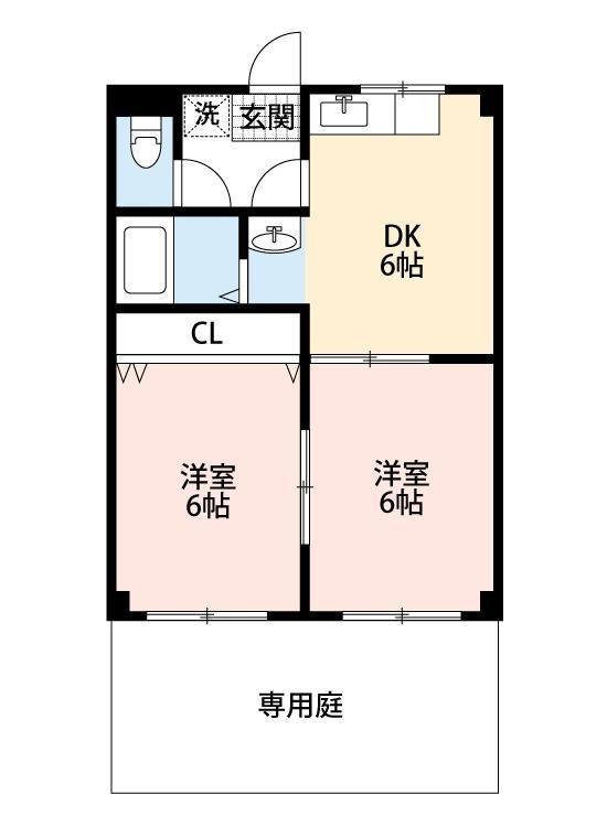 千代プレステージ(2DK/1階)の間取り写真