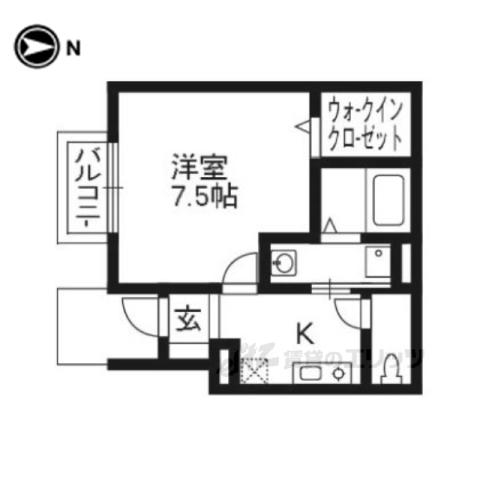ユニフローラ2(1K/1階)の間取り写真