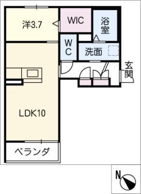 SHAMAISONLAULEA(1LDK/2階)の間取り写真