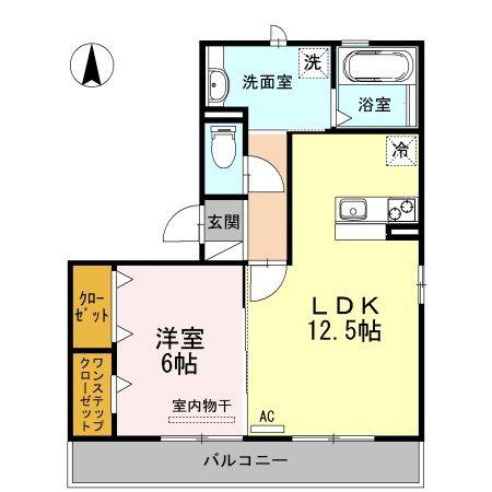 サニーフラット(1LDK/2階)の間取り写真