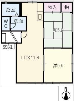 フレグランス小針 A棟(2LDK/1階)の間取り写真