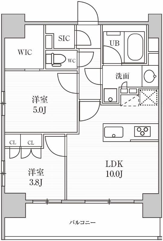シーズンフラッツ上野稲荷町(2LDK/12階)の間取り写真
