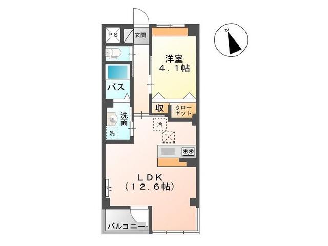 ヴェール・ムース南安長(1LDK/3階)の間取り写真