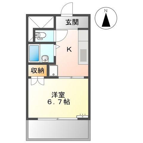 グランシャリオII(1K/1階)の間取り写真