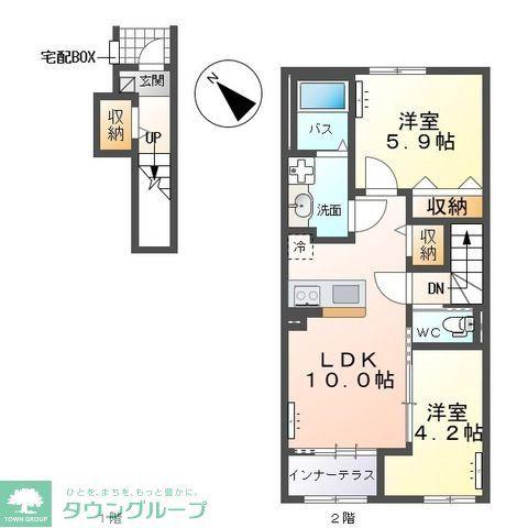 ジニアハイツ A(2LDK/2階)の間取り写真