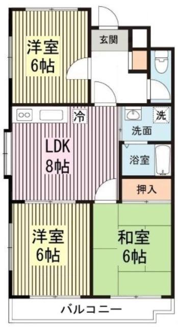 ワルトハウス(3DK/1階)の間取り写真