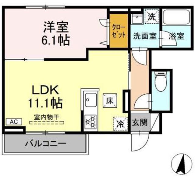 大田区中央5丁目 D-ROOM(1LDK/1階)の間取り写真