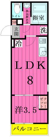 LEVICIA BLDG.III(1LDK/1階)の間取り写真