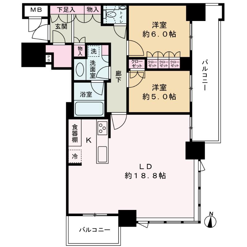 ブランズタワー梅田ノース(2LDK/17階)の間取り写真