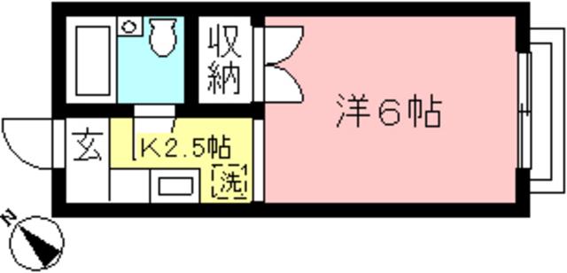 第1ヒカリハイツ(1K/2階)の間取り写真