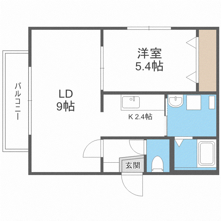 CALORE栄町(1LDK/3階)の間取り写真