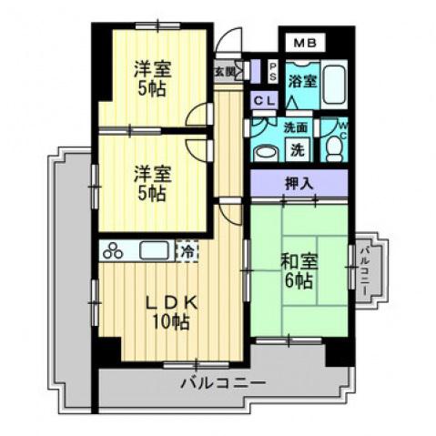 リアライズ上福岡(2LDK/7階)の間取り写真