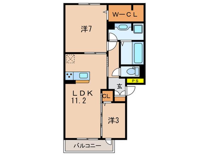 ラ ルーチェ天美我堂(2LDK/2階)の間取り写真