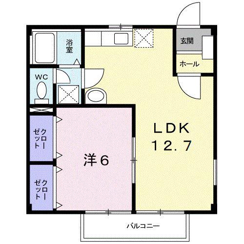 ニューシティ木村(1LDK/2階)の間取り写真