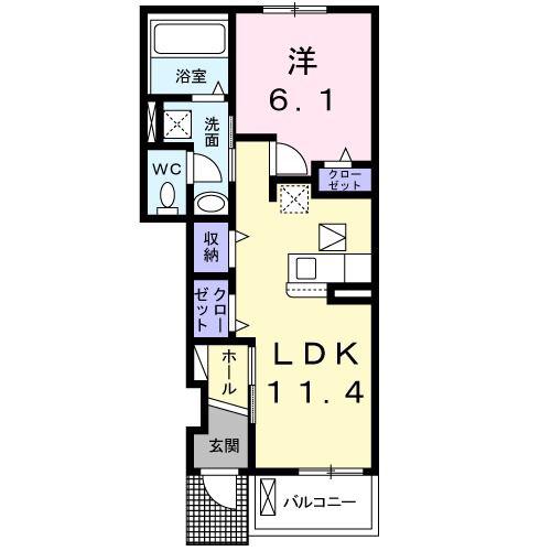 パサージュ(1LDK/1階)の間取り写真