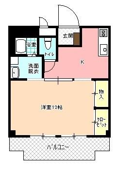 RAINBOW(1K/1階)の間取り写真