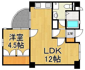 武庫之荘フレックス3(1LDK/2階)の間取り写真