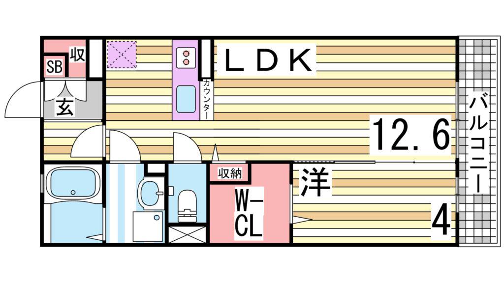 オブ・ヴィラージュ(1LDK/1階)の間取り写真