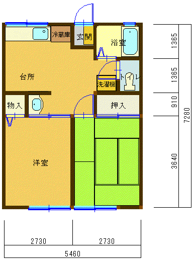 ラフォーレ(2DK/1階)の間取り写真