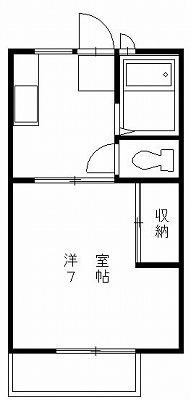 ユーハイツ(1DK/1階)の間取り写真