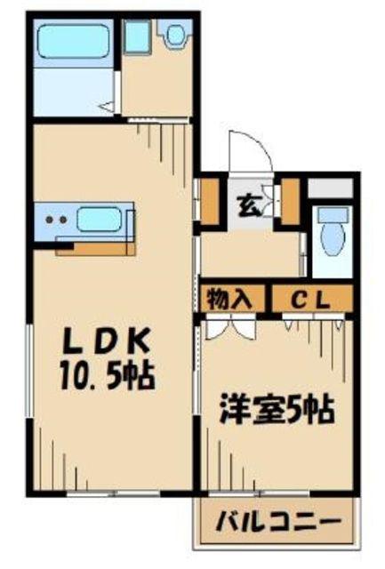 クレステッド・アイビス(1LDK/2階)の間取り写真
