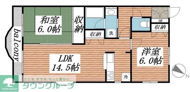 ベルクレール(2LDK/2階)の間取り写真