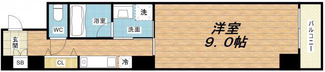 アリビオ夕陽丘(1K/2階)の間取り写真